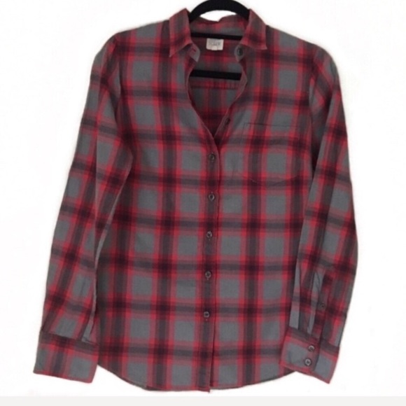 J.CREW PERFECT SHIRT BUTTON DOWN NAVY RED PLAID SIZE 00 NEW